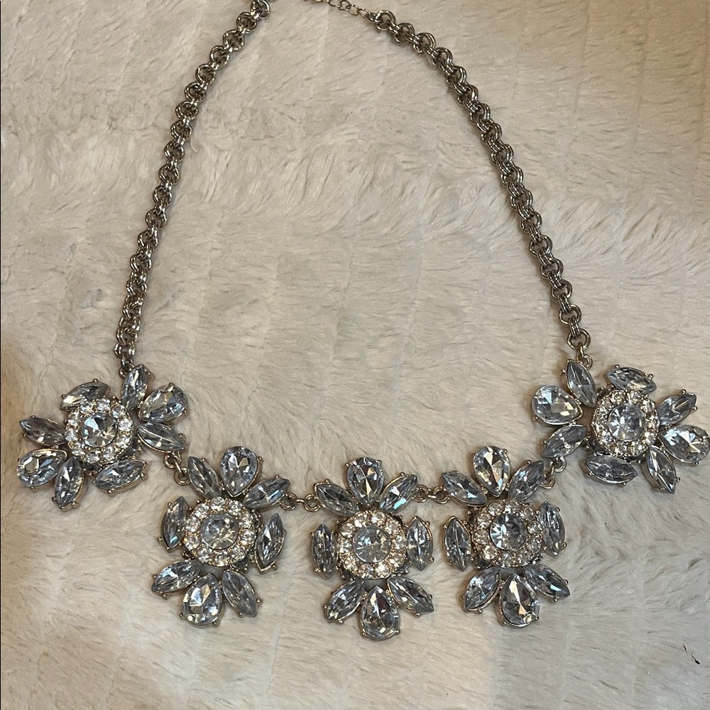 Stella & Dot Silver faux Crystal Necklace